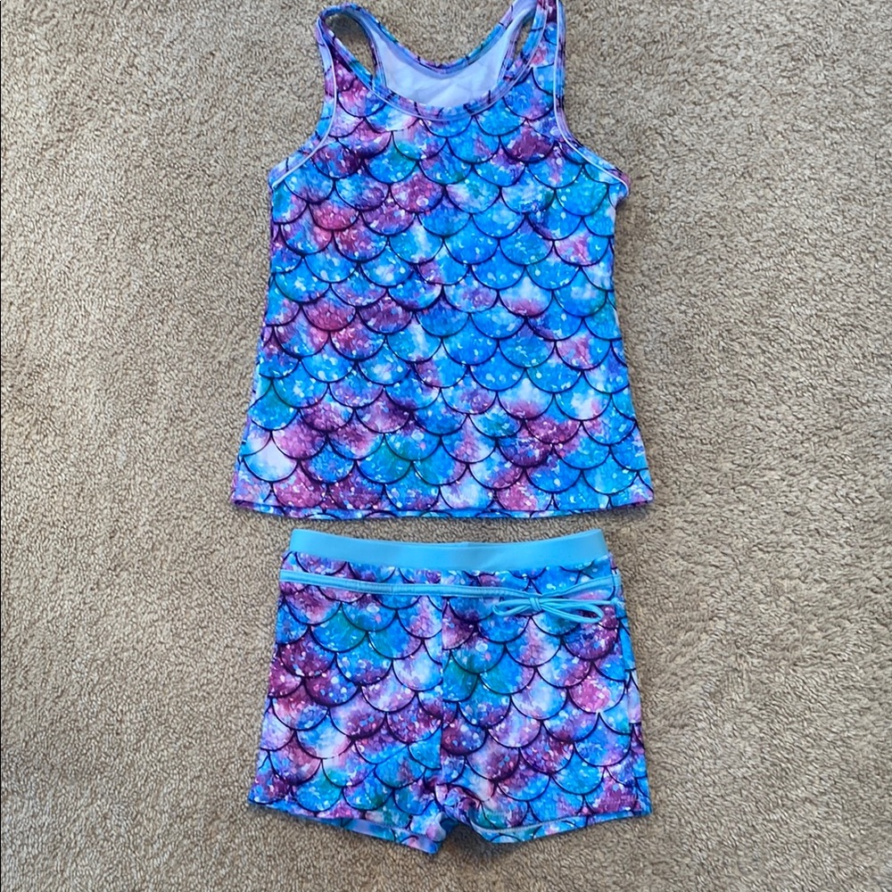 Colorful Mermaid Scale Tank and Shorts Set